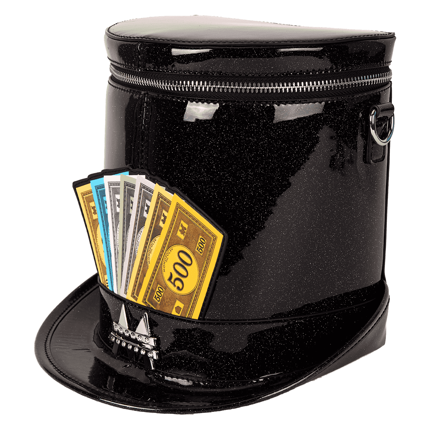 Monopoly 90th Anniversary Top Hat Glitter Figural Crossbody Bag - Image 5