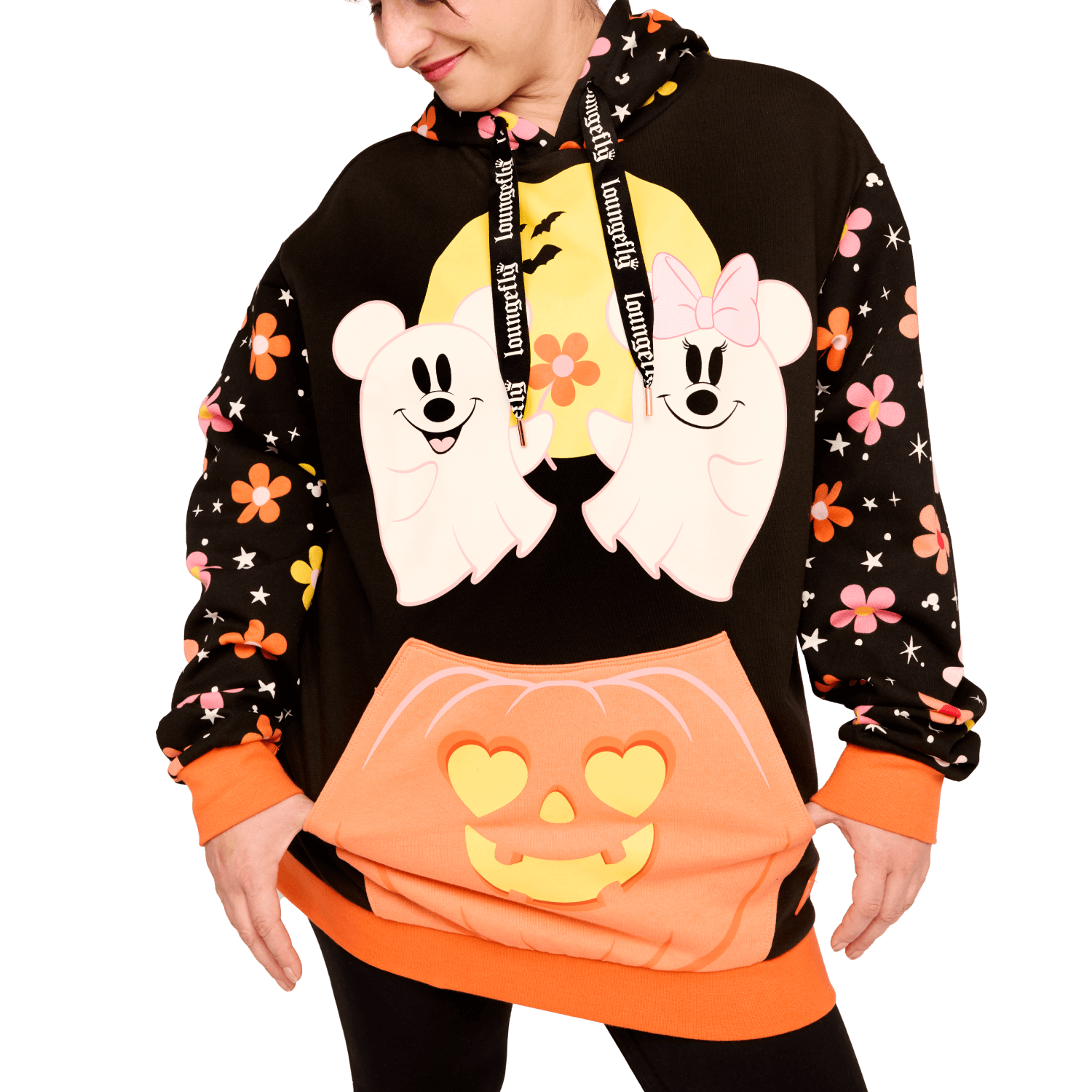 Mickey & Minnie Floral Ghost Glow Unisex Hoodie