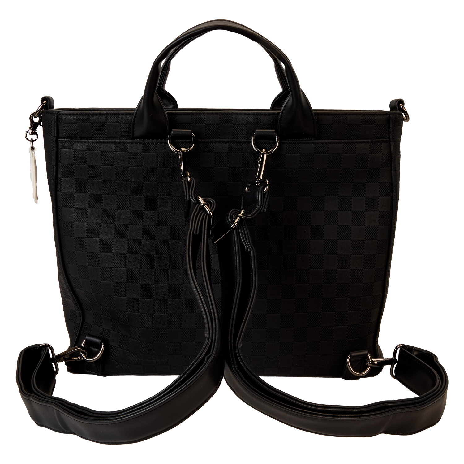 Mickey Mouse Checkered Texture Convertible Backpack & Tote Crossbody Bag - Image 5
